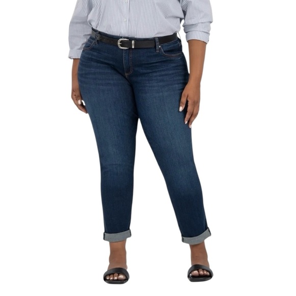 Kut from the Kloth Denim - KUT from the Kloth Catherine Boyfriend Jeans Blue Denim Stretch Plus Size 18 W